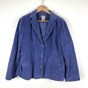 LL Bean Purple Corduroy Blazer Jacket Womens 14 Petite Academia 90s y2k Preppy